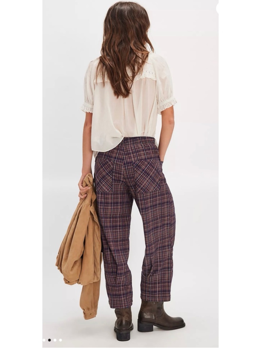 #808 Free People Nice Choice Pull-On Trousers in Navy Combo Small - Picture 3 of 13